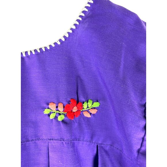 VTG Summer Boho Cottage Festival Embroidered Girl's Maxi Dress,  Size Small - Picture 7 of 8